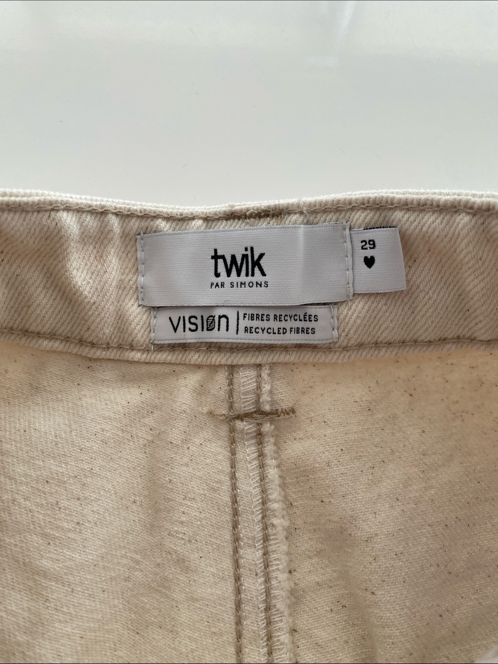 Twik Cream Natural High-Rise Jean Denim A-line Shorts Cream Canvas Size 29 - Picture 3 of 9